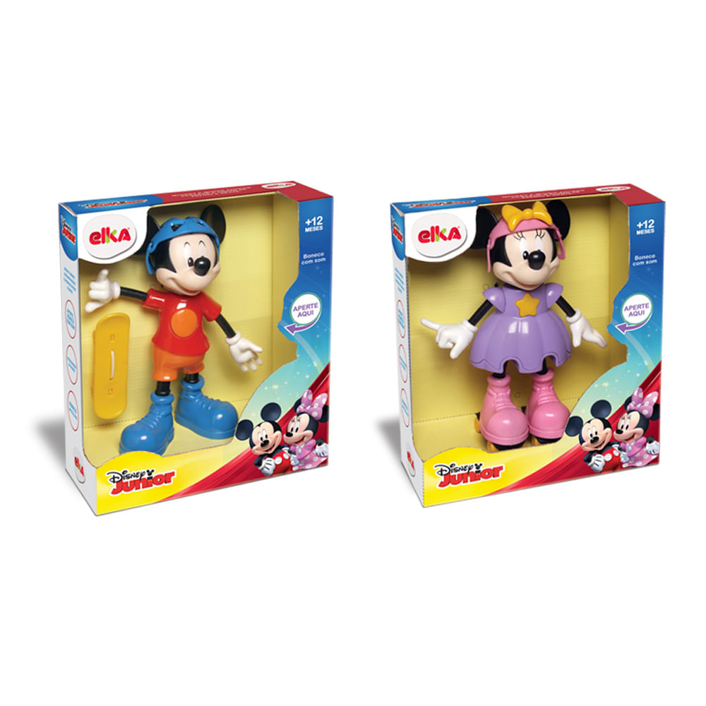 Bonecos Mickey e Minnie Mouse C/2 Disney C/Acessórios Elka - Tem