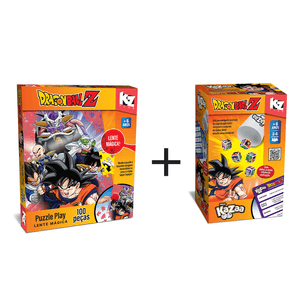Combo Jogo Kazaa e Puzzle Play 100 peças com lente mágica Dragon Ball Z
